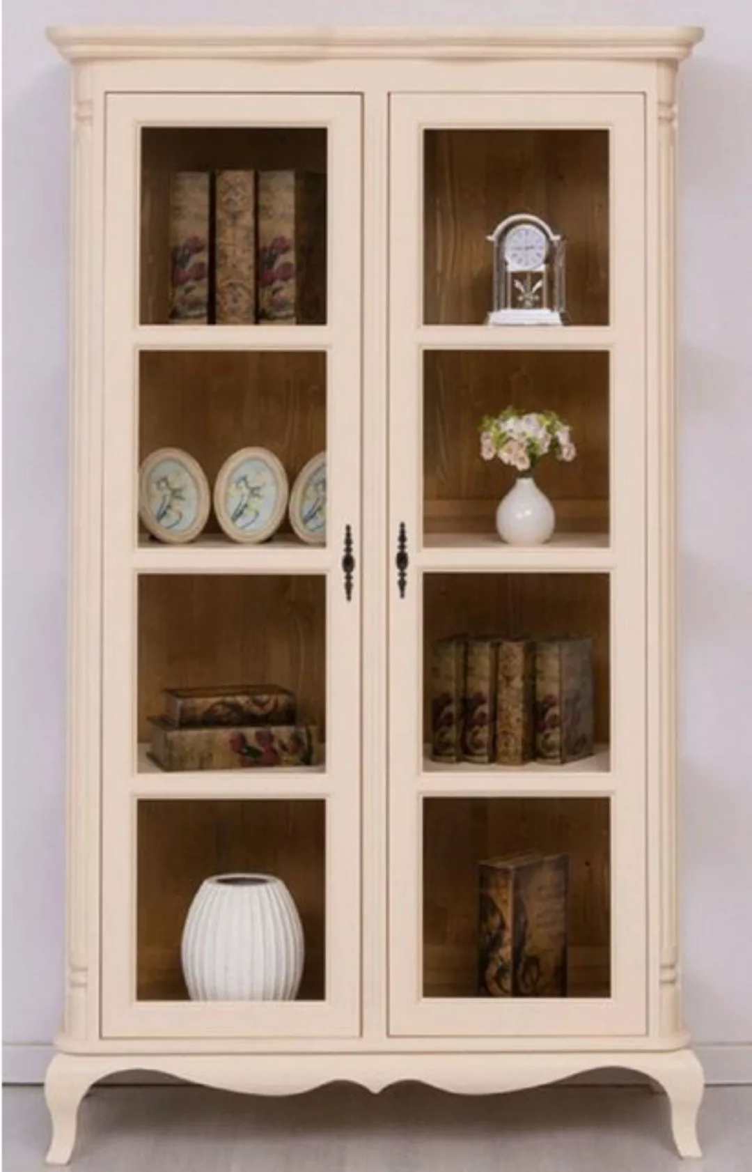 Casa Padrino Stauraumschrank Casa Padrino Landhausstil Vitrine Creme / Brau günstig online kaufen