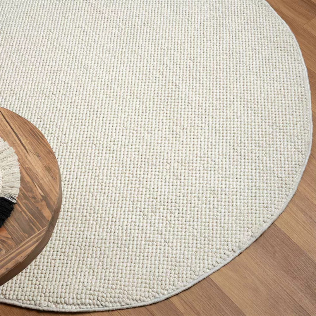 Cremeweißer Teppich rund 120 cm Durchmesser Sisaloptik günstig online kaufen