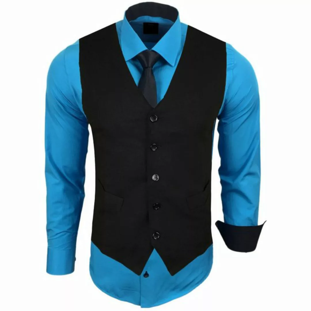 Baxboy Langarmhemd Baxboy Langarmhemd Herren-Hemd Slim-Fit Hemd + Weste + K günstig online kaufen