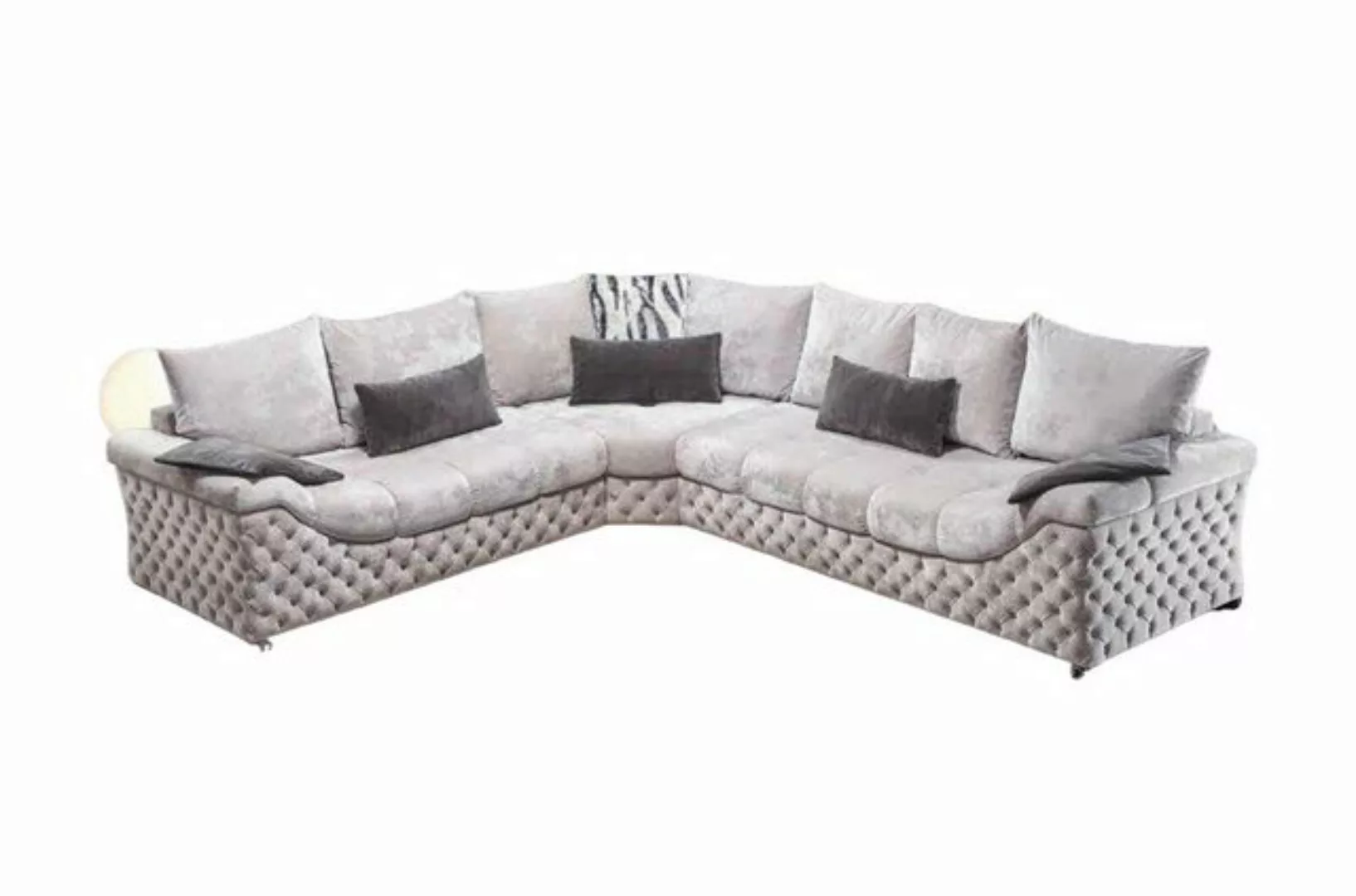 JVmoebel Ecksofa Ecksofa Beige Design Couch Holz mit Textil Wohnzimmer L Fo günstig online kaufen