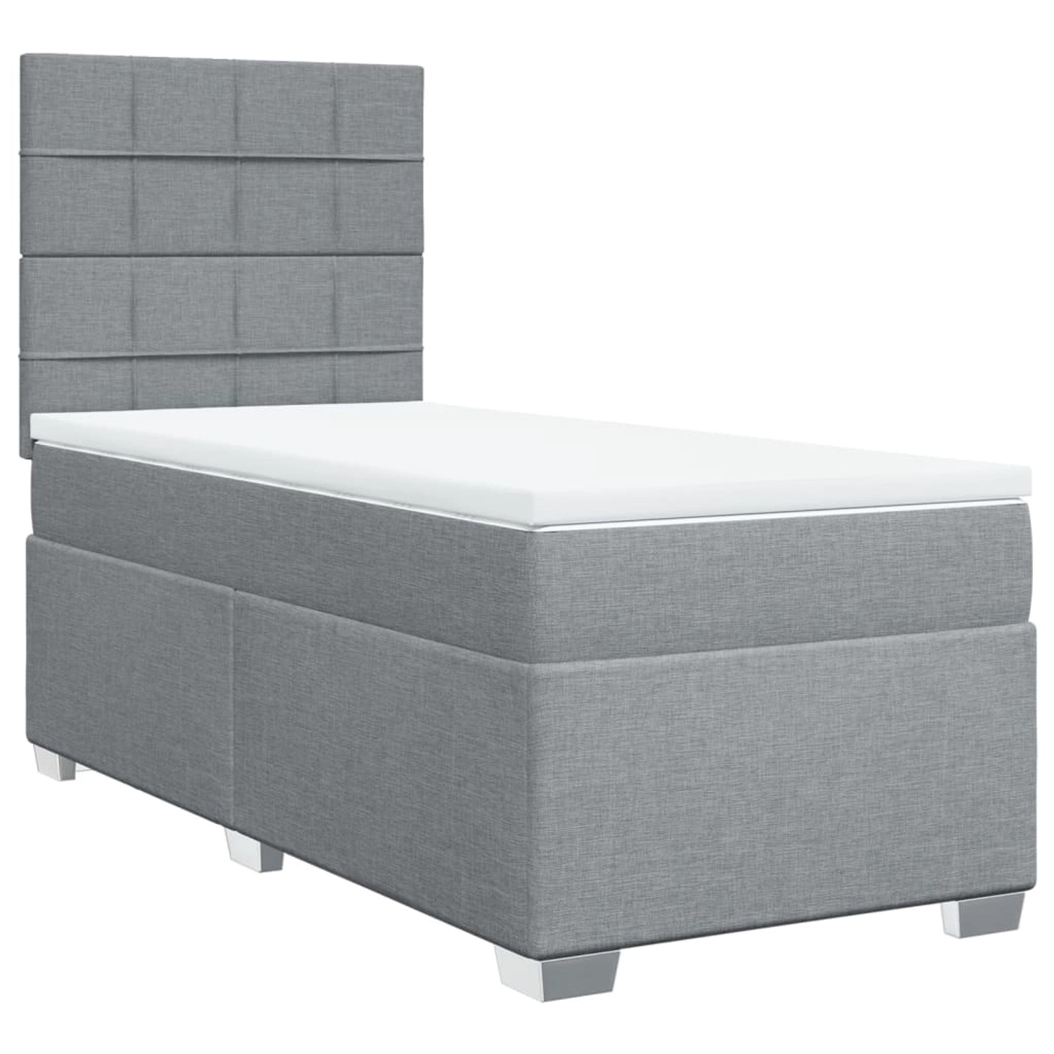 vidaXL Boxspringbett Boxspringbett mit Matratze Hellgrau 90x200 cm Stoff Be günstig online kaufen