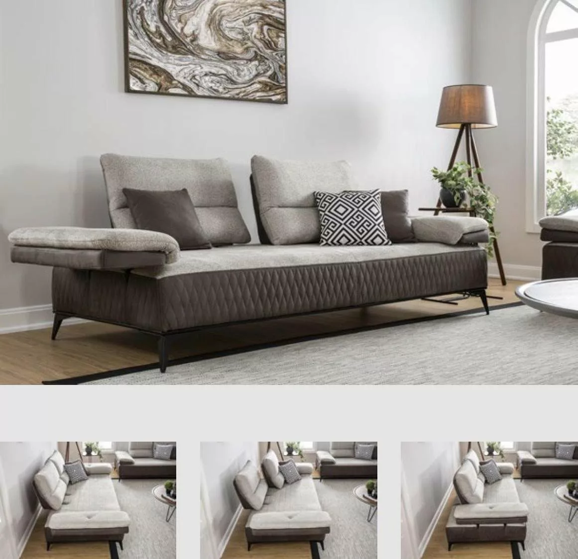 Xlmoebel Sofa Hochwertiges Drei-Sitzer Sofa in modernem Design in Grau aus günstig online kaufen