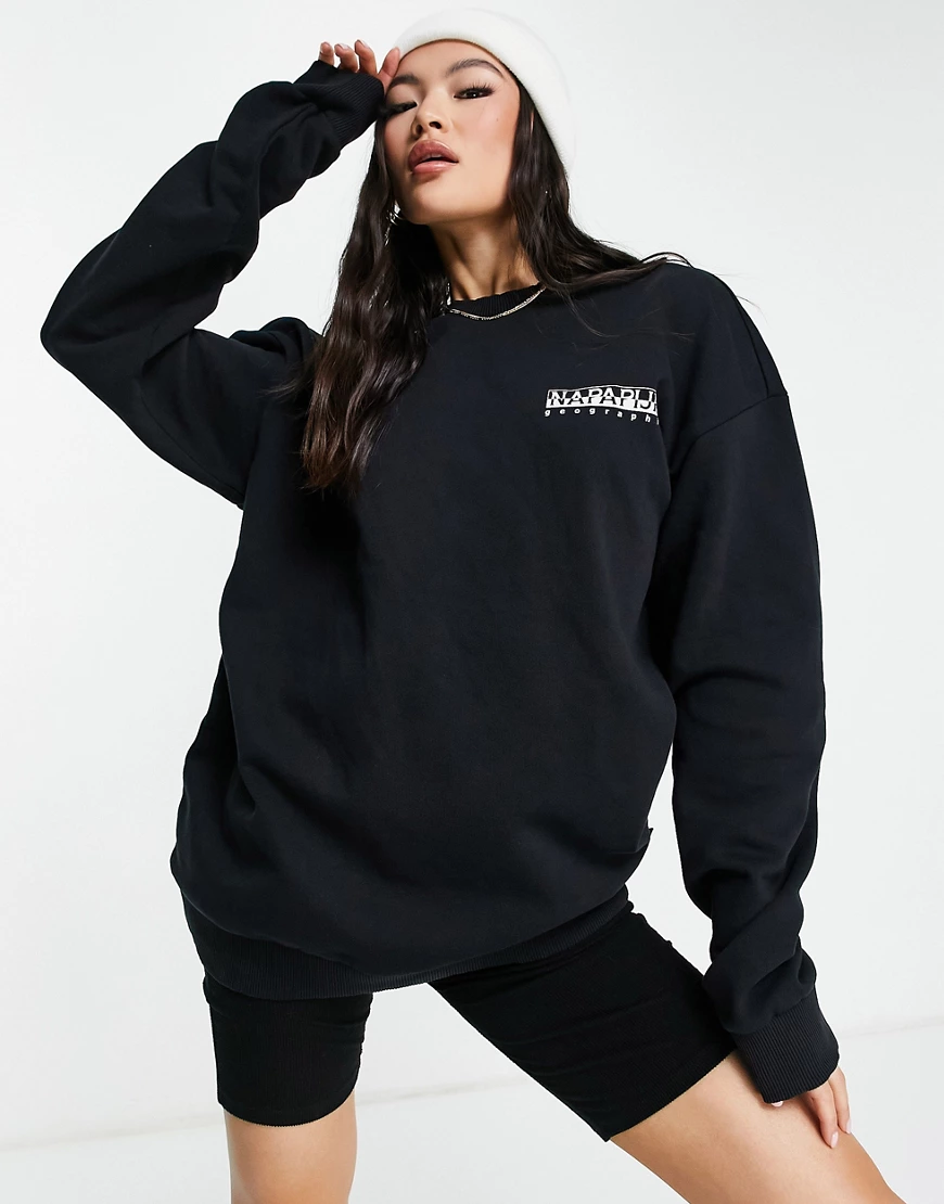 Napapijri – Yoik – Sweatshirt in Schwarz mit Rückenprint günstig online kaufen