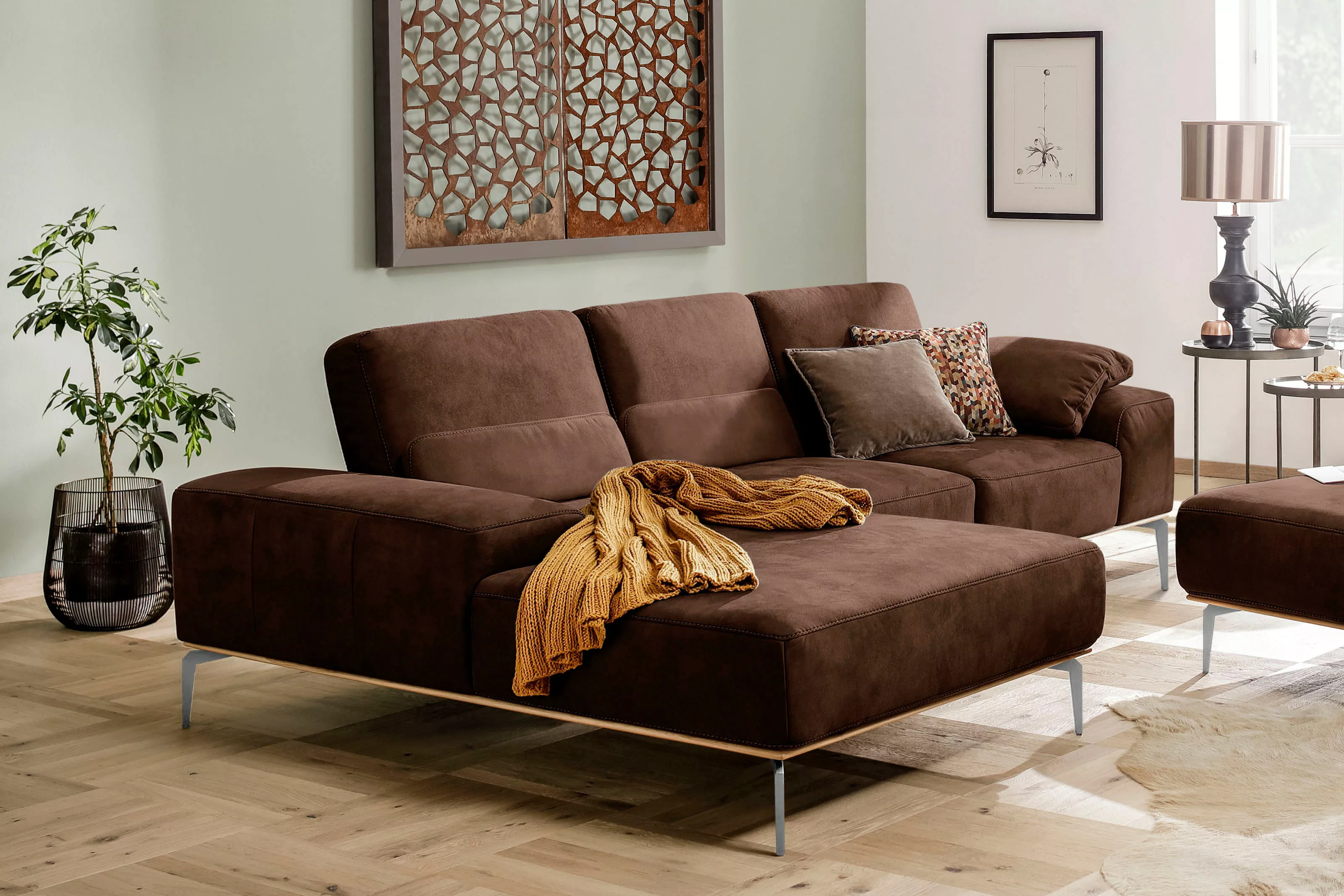 W.SCHILLIG Ecksofa run, mit elegantem Holzsockel, Füße in Chrom glänzend, B günstig online kaufen