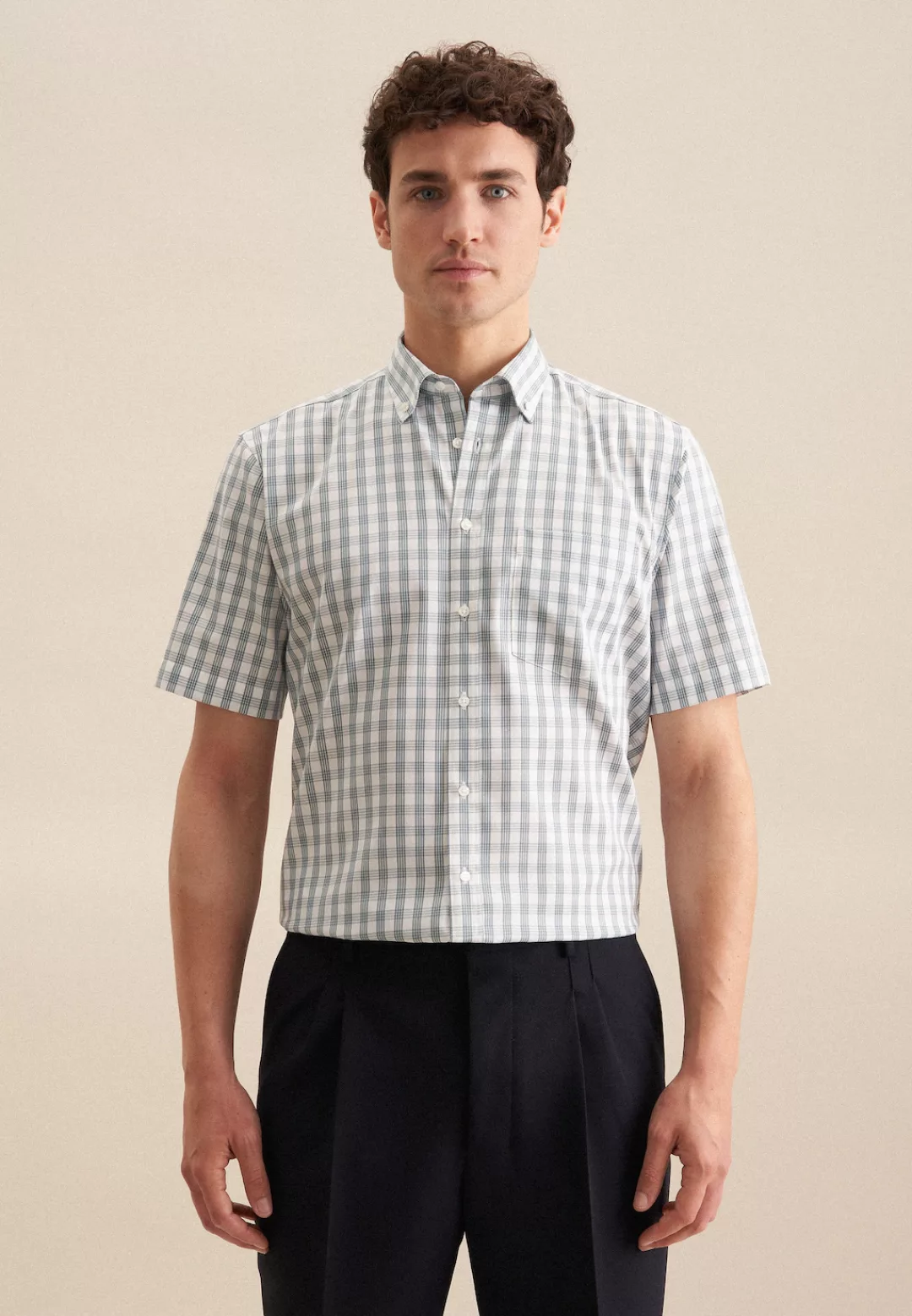 seidensticker Businesshemd "Regular", Regular 1/2 Button-Down-Kragen Karo günstig online kaufen