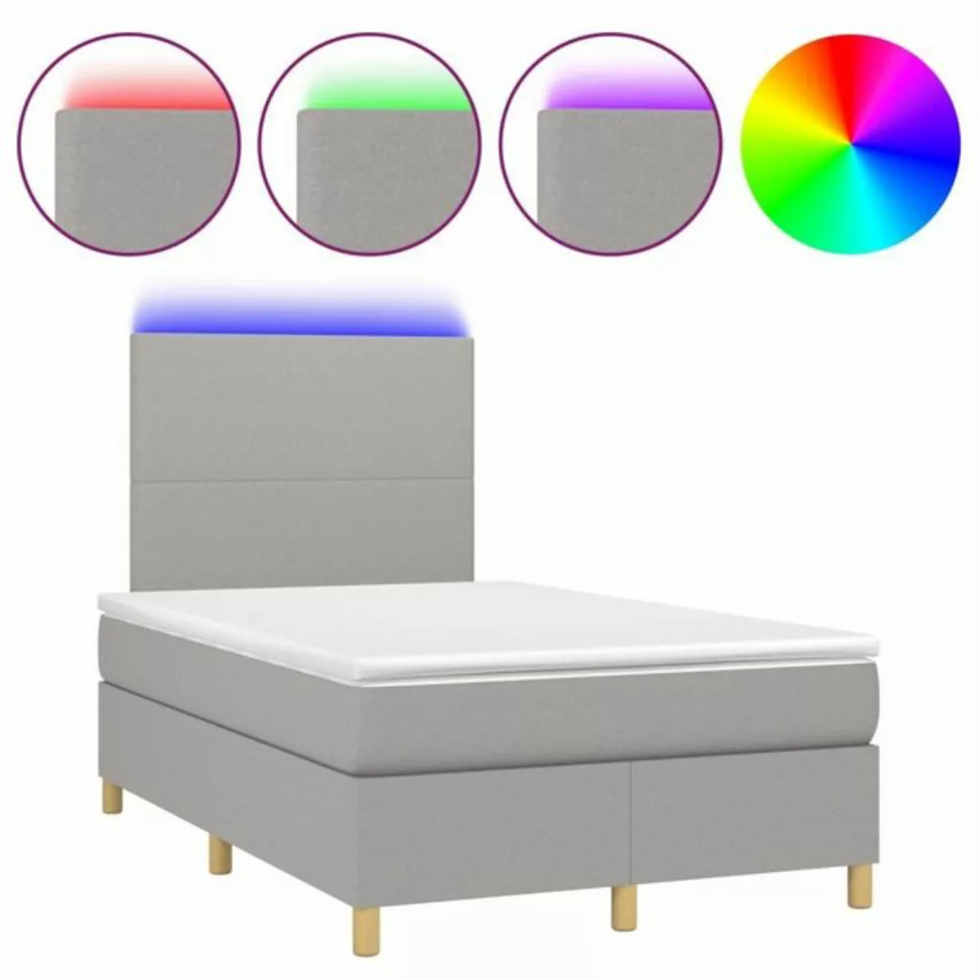 vidaXL Bettgestell Boxspringbett mit Matratze LED Hellgrau 120x200 cm Stoff günstig online kaufen