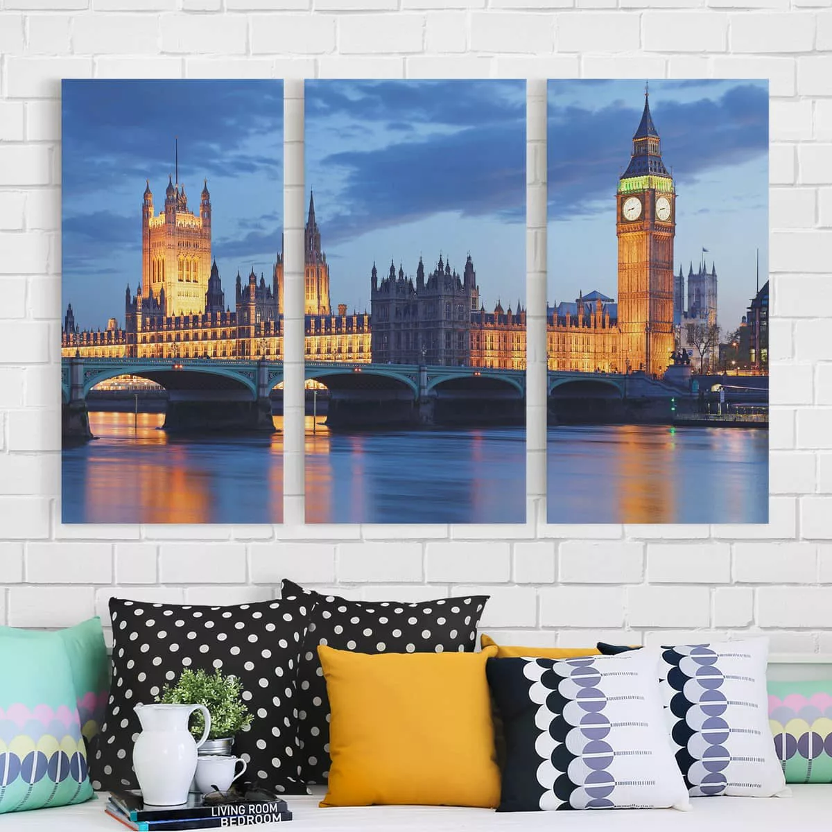 3-teiliges Leinwandbild Architektur & Skyline - Querformat London bei Nacht günstig online kaufen