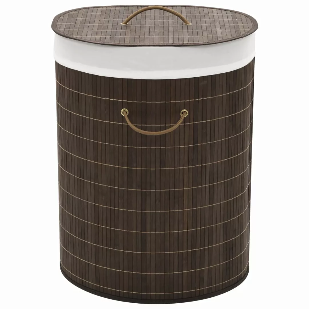 Bambus-wäschekorb Oval Dunkelbraun günstig online kaufen
