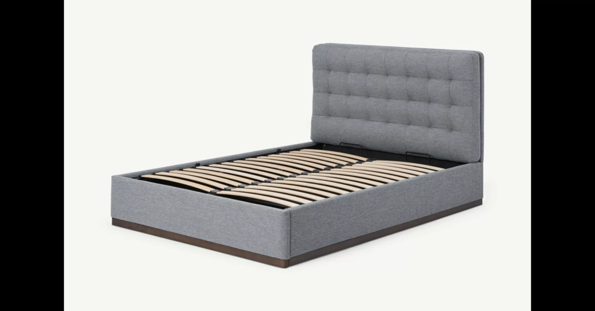 Lavelle Polsterbett mit Bettkasten (160 x 200 cm), Blaugrau und Walnuss - M günstig online kaufen