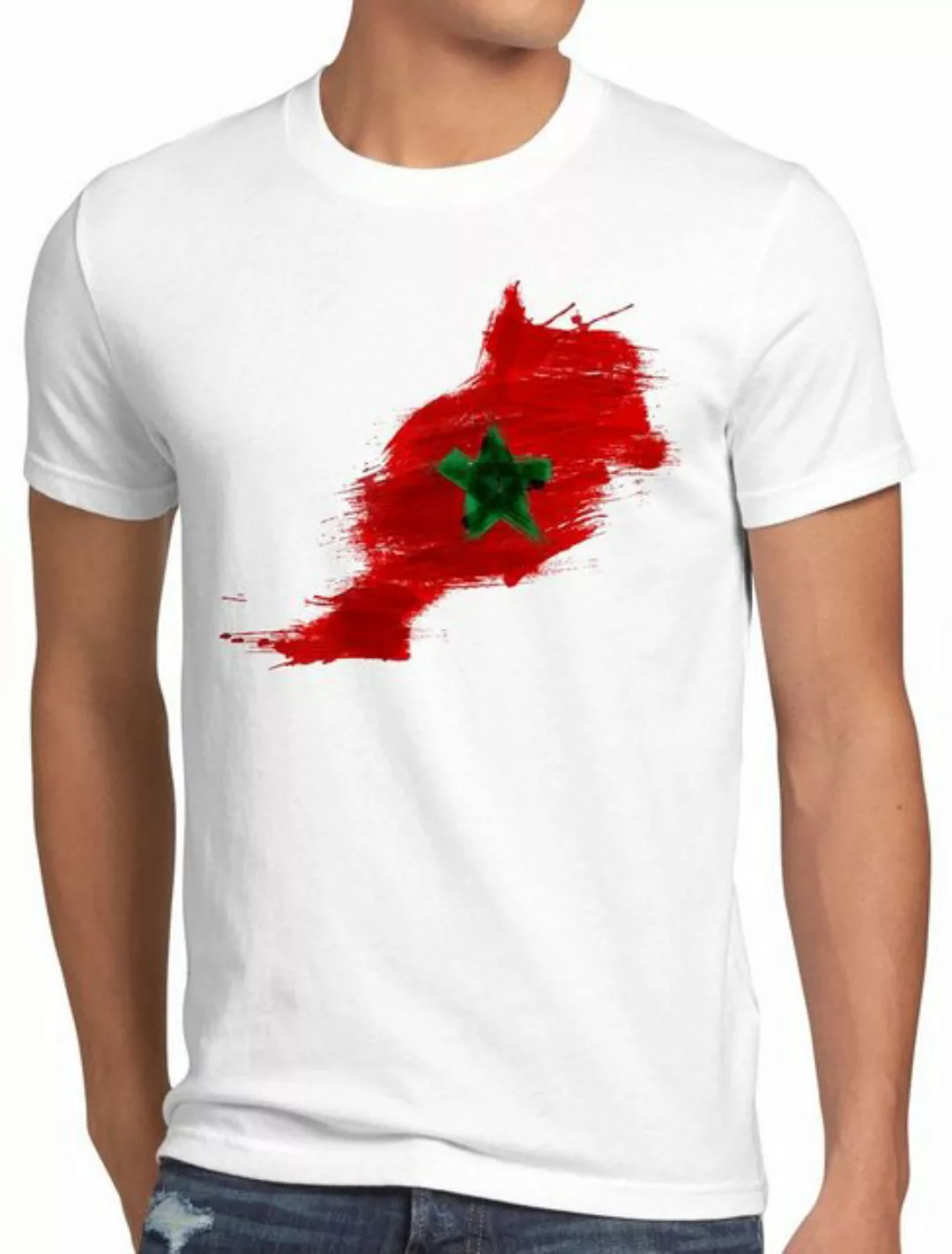 style3 T-Shirt Herren T-Shirt Flagge Marokko Fußball Sport Morocco WM EM Fa günstig online kaufen