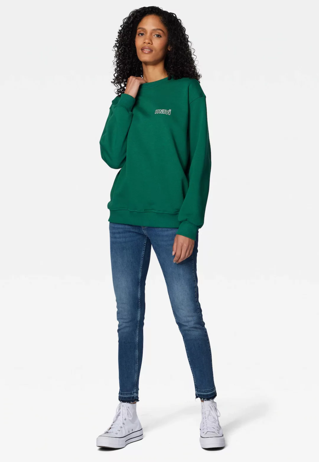 Mavi Rundhalspullover "LONG SLEEVE SWEATSHIRT", Pullover mit Mavi Logo gest günstig online kaufen