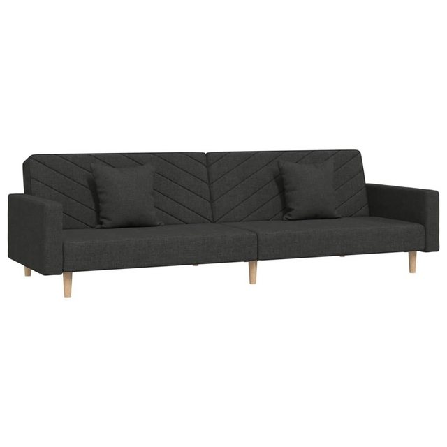 vidaXL Sofa Schlafsofa 2-Sitzer mit 2 Kissen Schwarz Stoff günstig online kaufen