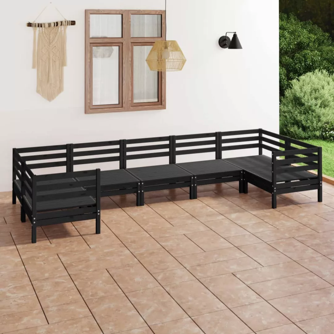 7-tlg. Garten-lounge-set Schwarz Massivholz Kiefer günstig online kaufen