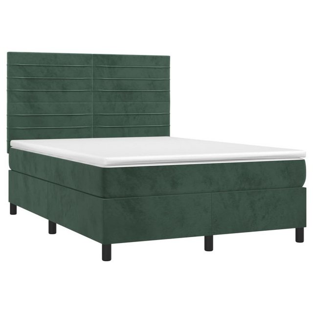 vidaXL Boxspringbett Boxspringbett mit Matratze LED Dunkelgrün 140x200 cm S günstig online kaufen