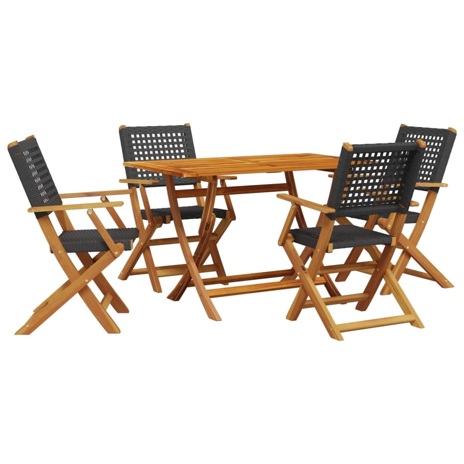 vidaXL 5-Tlg Garten-Essgruppe Schwarz Poly Rattan und Massivholz 3281694 günstig online kaufen