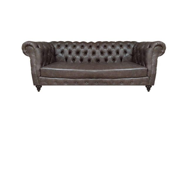 JVmoebel Chesterfield-Sofa Wohnzimmer Braun Set 3tlg Polstermöbel Leder Sof günstig online kaufen