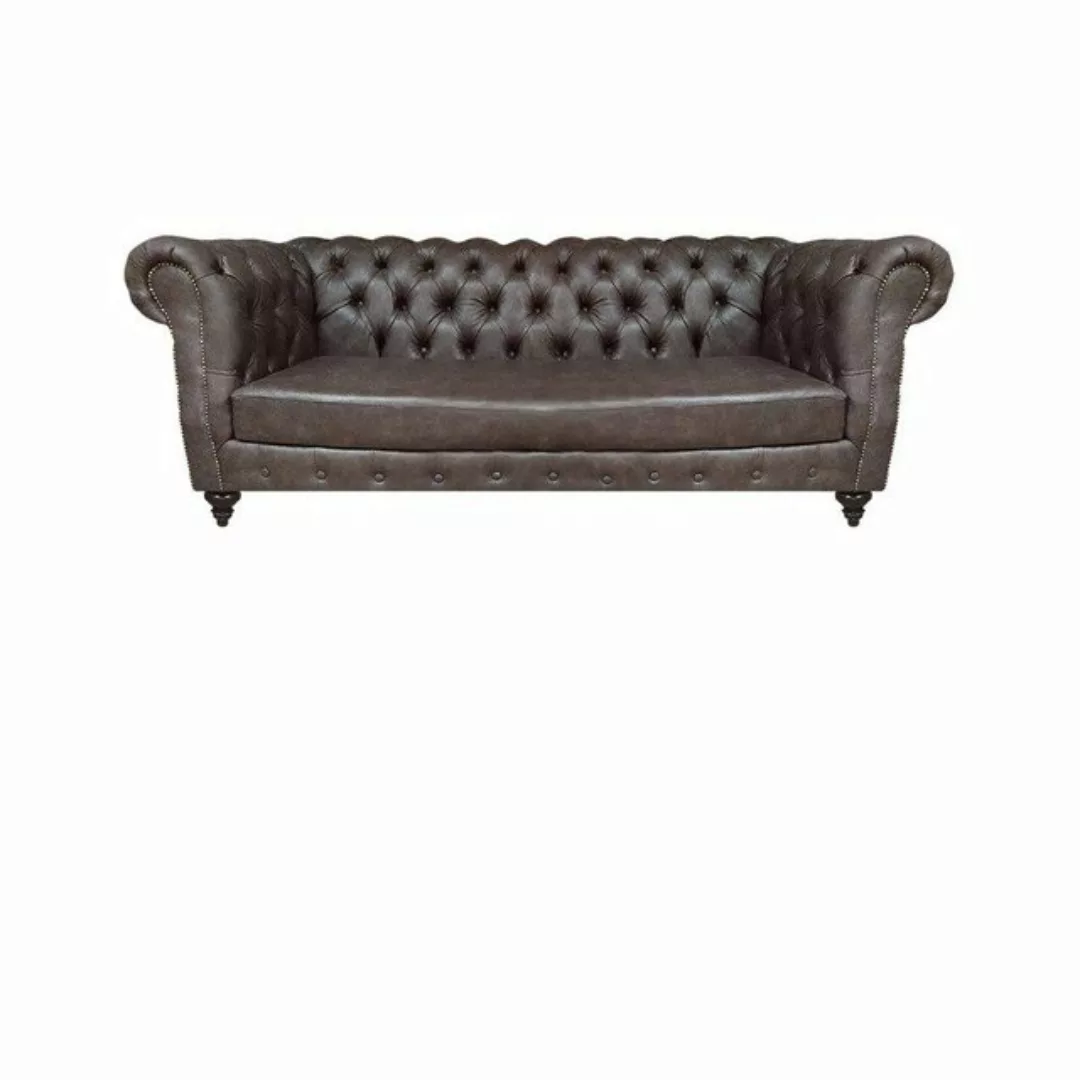 JVmoebel Chesterfield-Sofa Wohnzimmer Braun Set 3tlg Polstermöbel Leder Sof günstig online kaufen