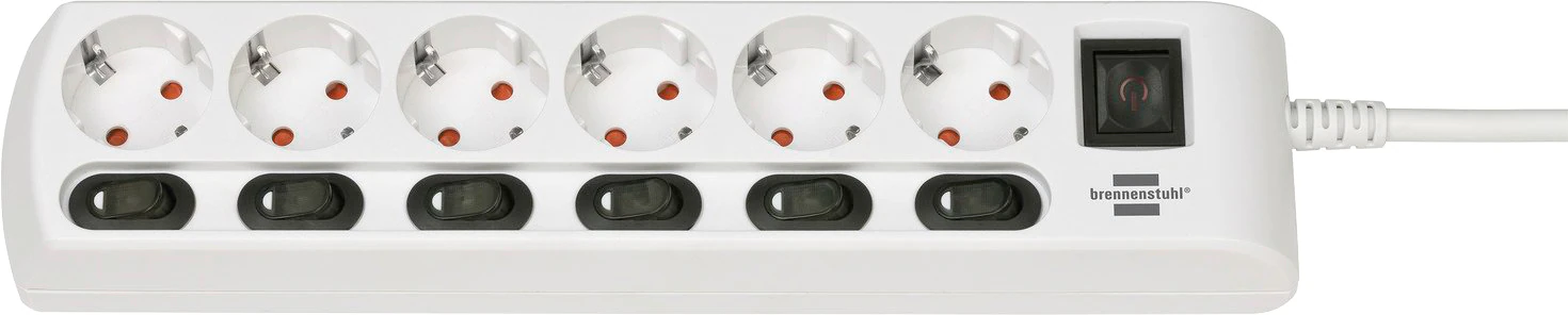 Brennenstuhl Steckdosenleiste, 6-fach Steckerleiste, weiß, einzeln schaltba günstig online kaufen