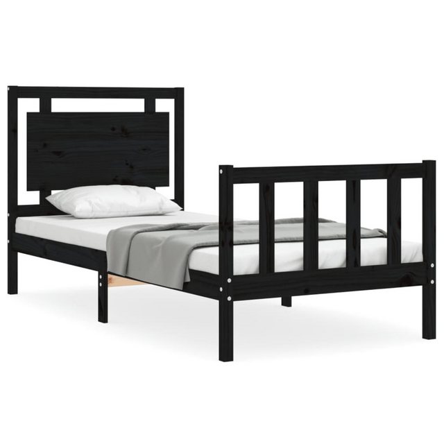 vidaXL Bett Massivholzbett mit Kopfteil Schwarz 90x190 cm günstig online kaufen