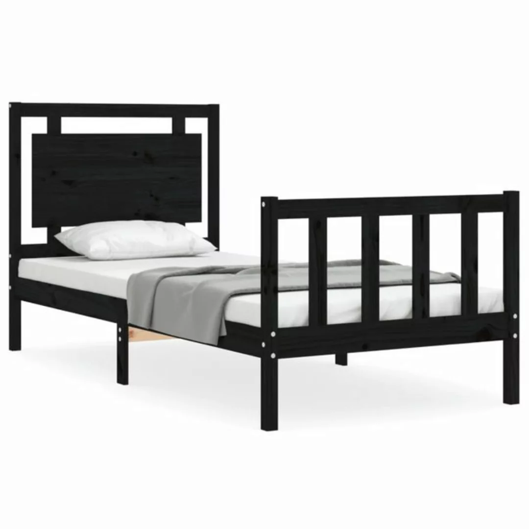 vidaXL Bett Massivholzbett mit Kopfteil Schwarz 90x190 cm günstig online kaufen