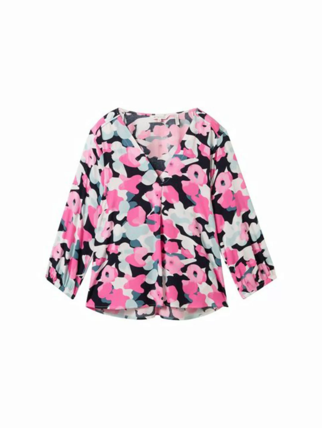 TOM TAILOR Blusenshirt v-neck blouse, pink colorful floral design günstig online kaufen