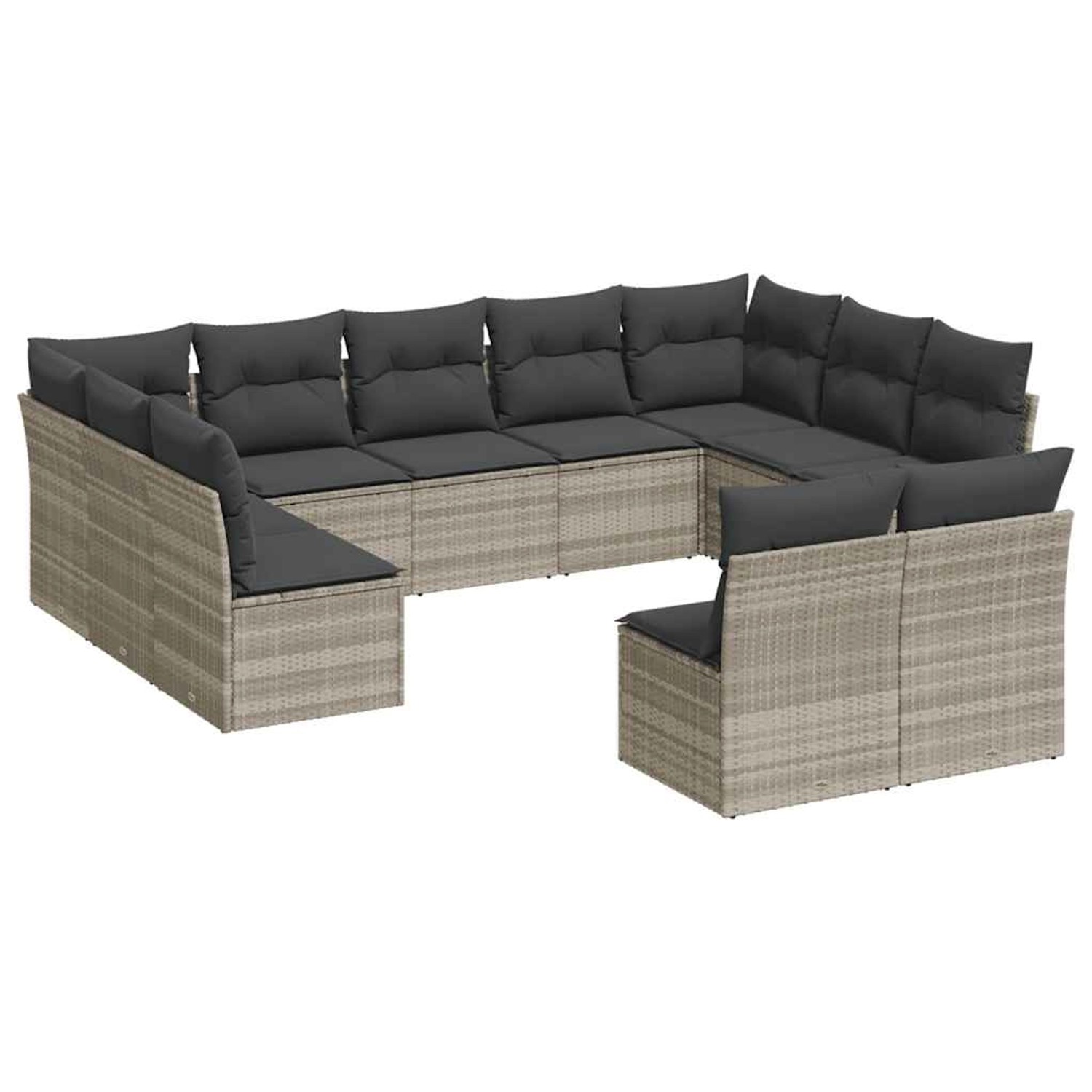 vidaXL 11-Tlg Garten-Sofagarnitur mit Kissen Hellgrau Poly Rattan 3218352 günstig online kaufen
