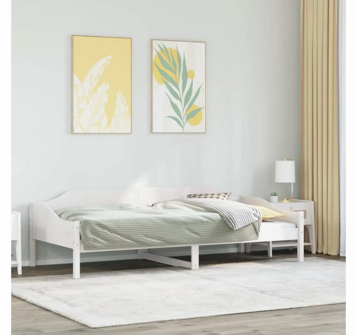 vidaXL Bett, Massivholzbett ohne Matratze Weiß 90x200 cm Kiefernholz günstig online kaufen