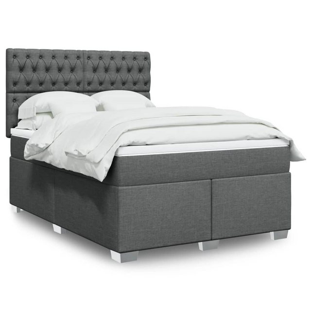 vidaXL Boxspringbett, Boxspringbett mit Matratze Dunkelgrau 160x200 cm Stof günstig online kaufen