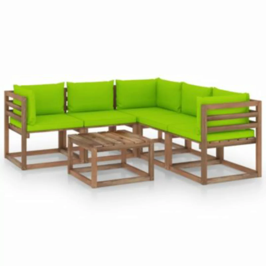 6-tlg. Garten-lounge-set Kissen Hellgrün Kiefer Imprägniert günstig online kaufen