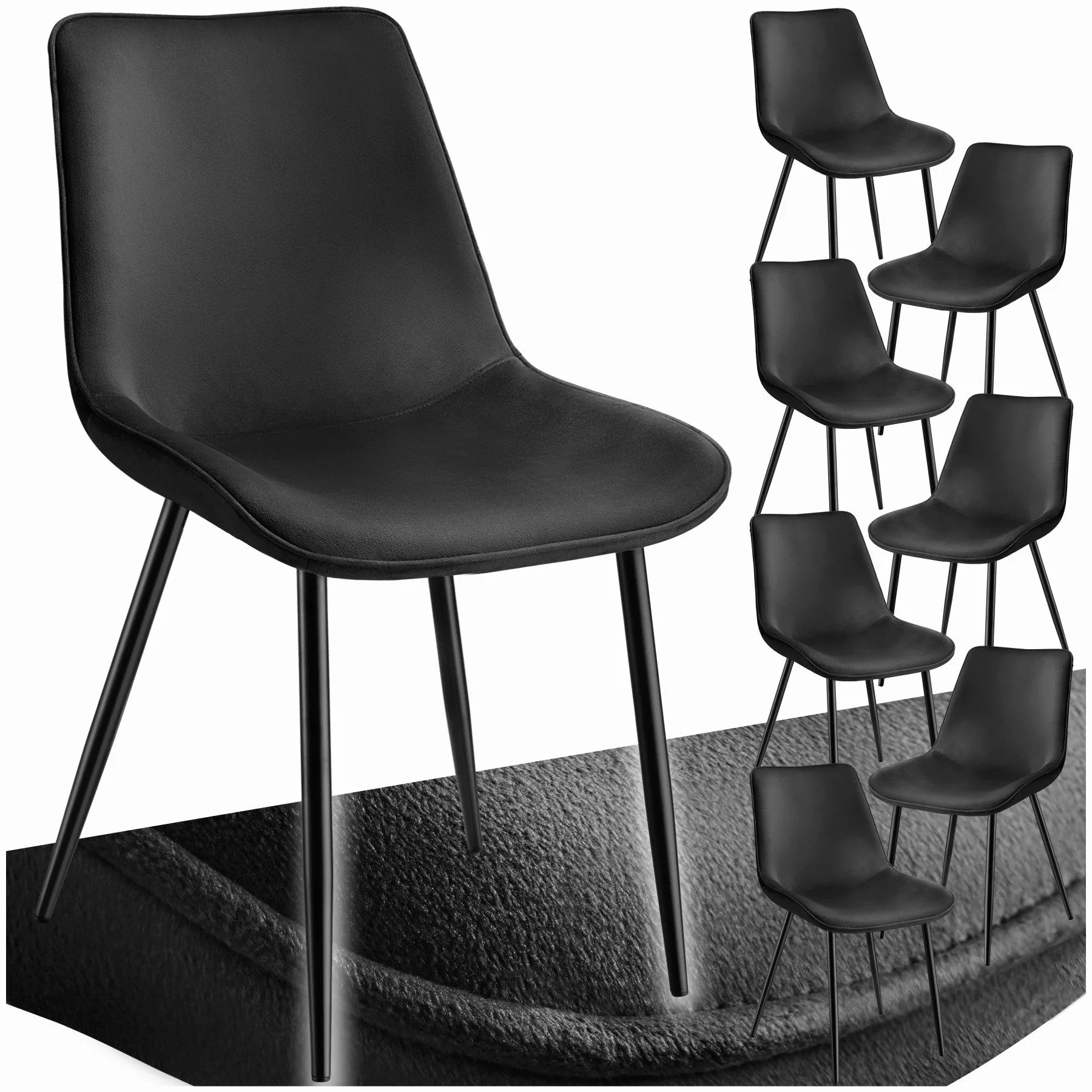 tectake Esszimmerstuhl Set Stuhl Monroe Samtoptik günstig online kaufen