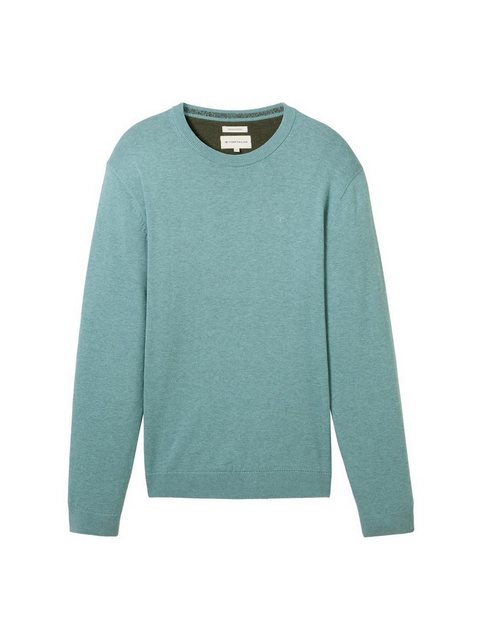 TOM TAILOR Sweatshirt basic crewneck knit, Mineral Stone Blue Melange günstig online kaufen