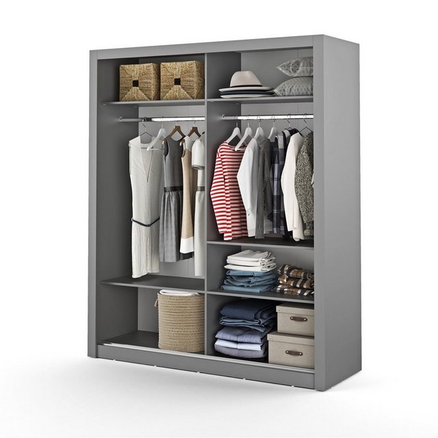 Compleo Kleiderschrank ARTI 03, Mehrweckschrank mit Spiegel Breite 180cm günstig online kaufen