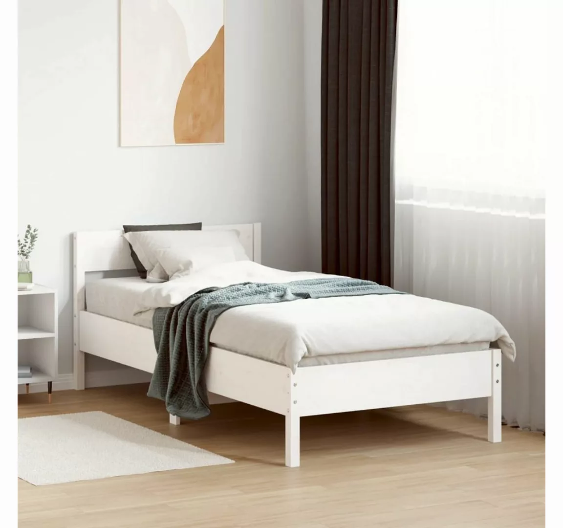 vidaXL Bett Massivholzbett ohne Matratze Weiß 75x190 cm Kiefernholz günstig online kaufen