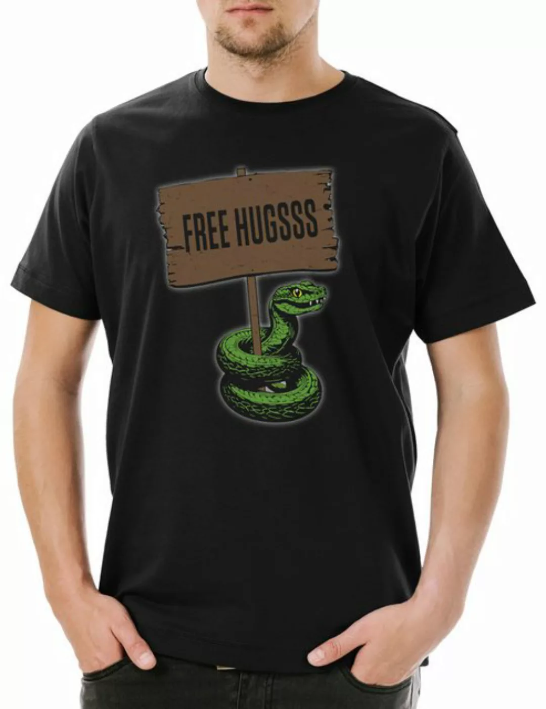 Urban Backwoods Print-Shirt Free Hugsss Snake Herren T-Shirt Schlange Rattl günstig online kaufen