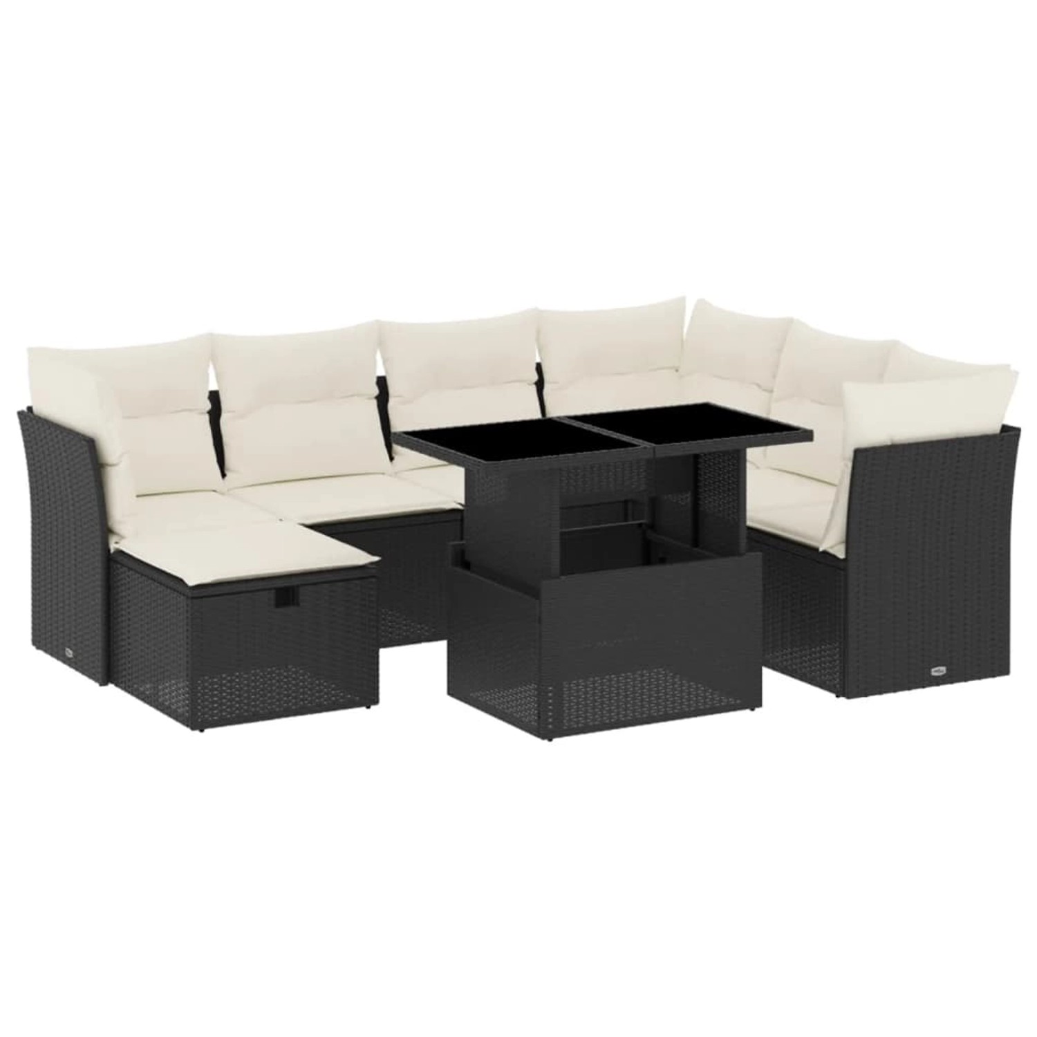 vidaXL 8-Tlg Garten-Sofagarnitur mit Kissen Schwarz Poly Rattan 3274676 günstig online kaufen