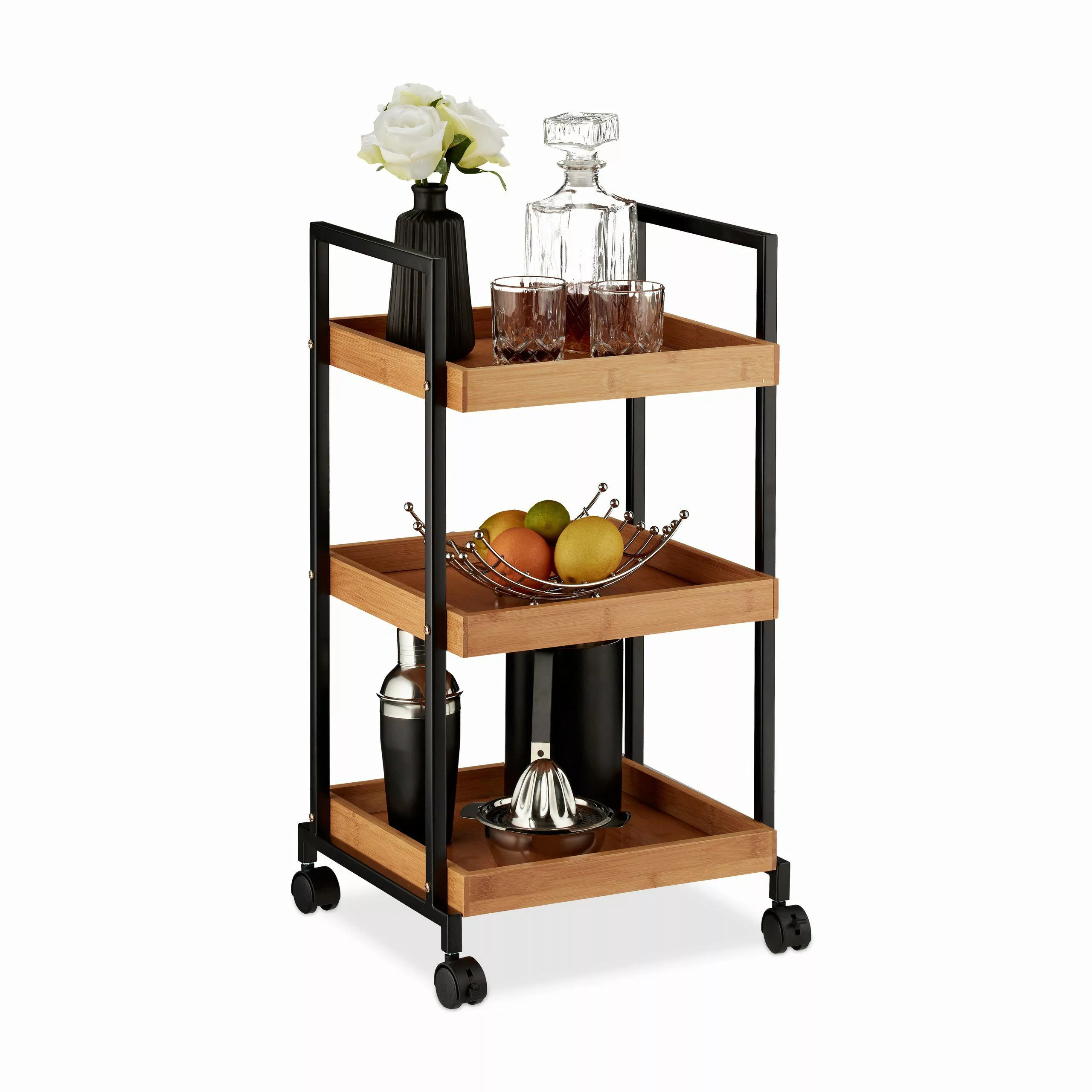 relaxdays Servierwagen Bambus mit 3 Etage günstig online kaufen