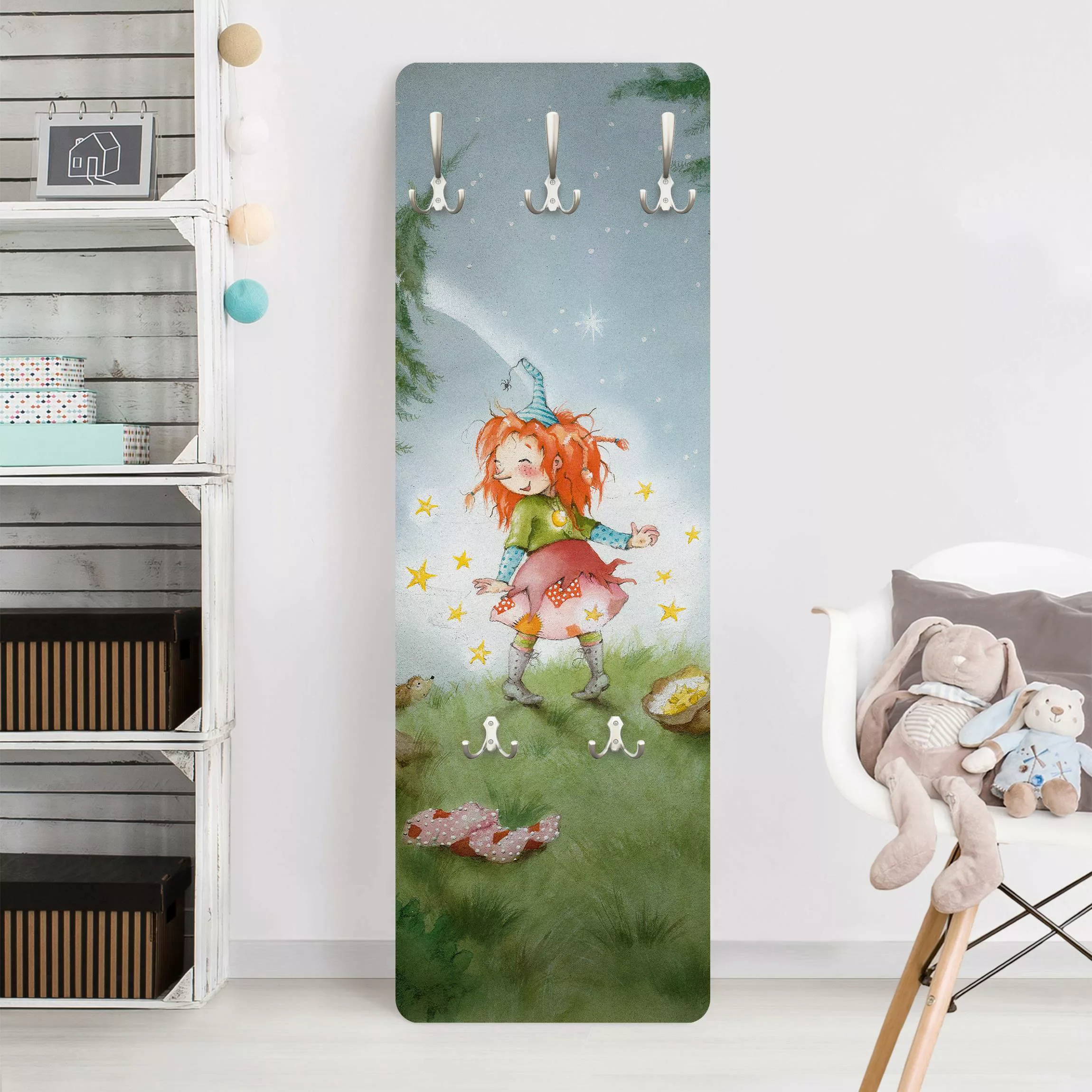 Wandgarderobe Holzpaneel Kinderzimmer Frida lässt die Sterne frei günstig online kaufen