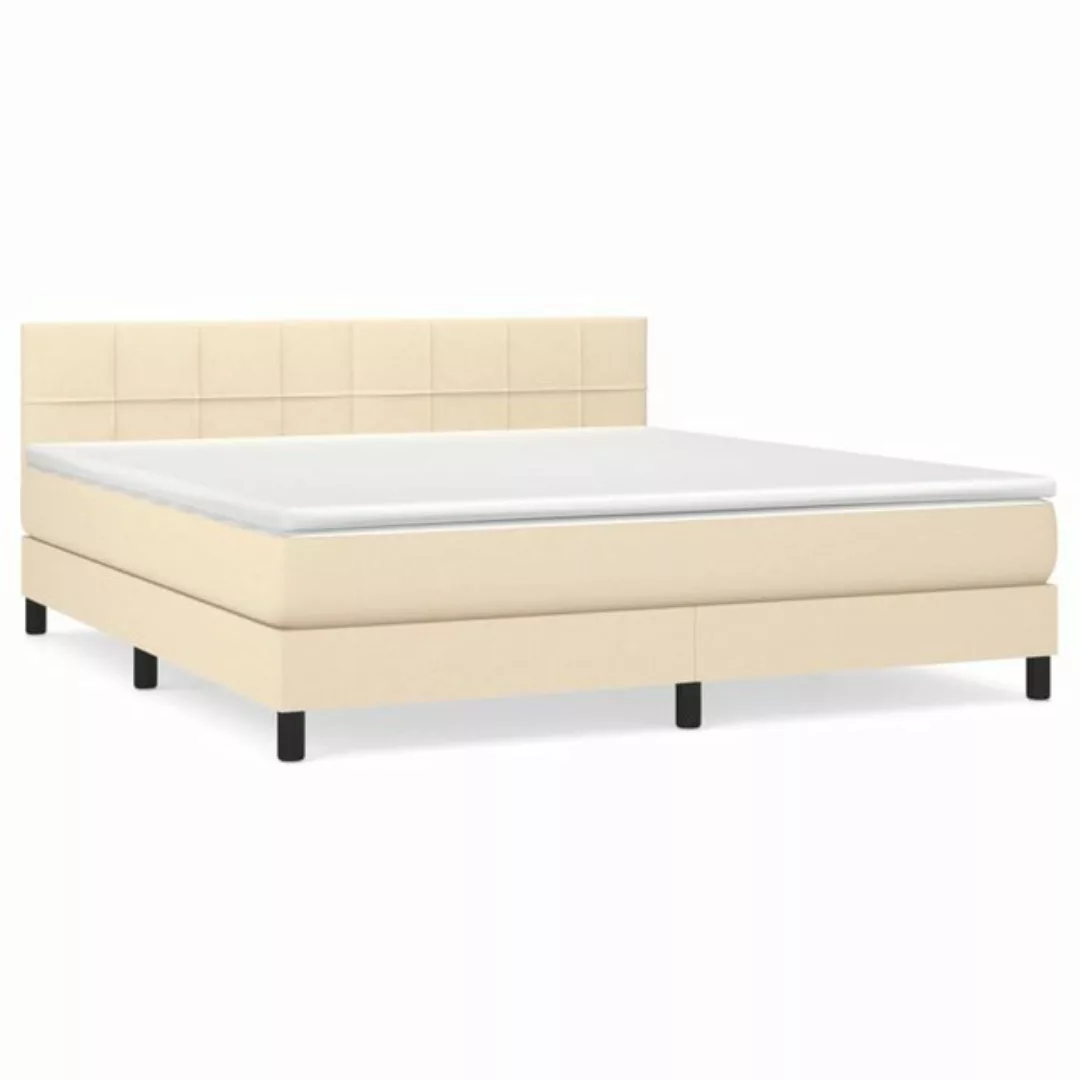 vidaXL Boxspringbett Boxspringbett mit Matratze Creme 160x200 cm Stoff Bett günstig online kaufen