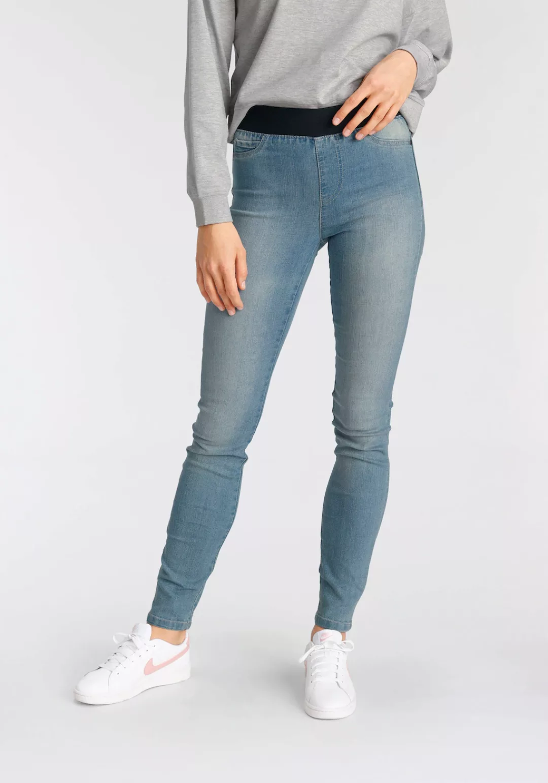 Arizona Skinny-fit-Jeans extra-enger Schnitt, komfortable Leibhöhe, Used-Lo günstig online kaufen