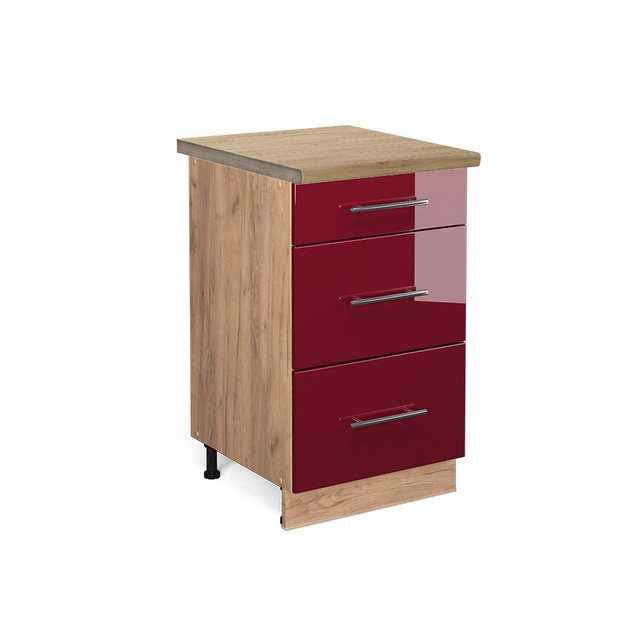 Vicco Unterschrank Fame-Line, Bordeaux Hochglanz/Goldkraft Eiche, 50 cm, AP günstig online kaufen