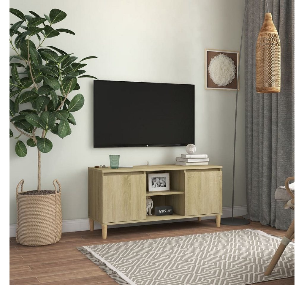 vidaXL TV-Schrank TV-Schrank mit Massivholz-Beinen Sonoma Eiche 103,5x35x50 günstig online kaufen