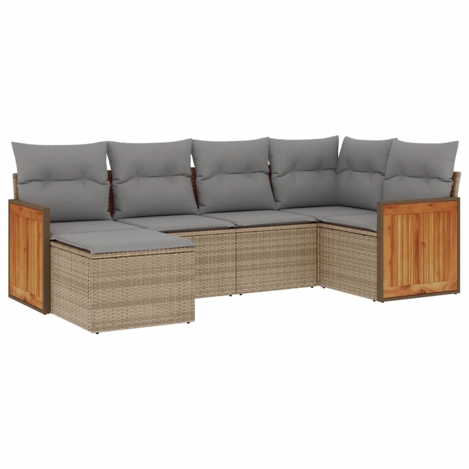 vidaXL 6-Tlg Garten-Sofagarnitur mit Kissen Beige Poly Rattan 3260260 günstig online kaufen