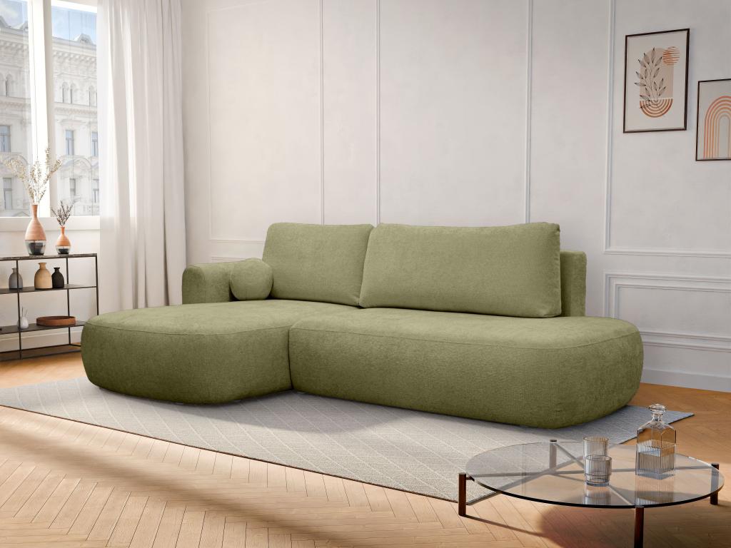 Ecksofa mit Schlaffunktion - Ecke links - Strukturstoff - Khaki - BROCARO v günstig online kaufen