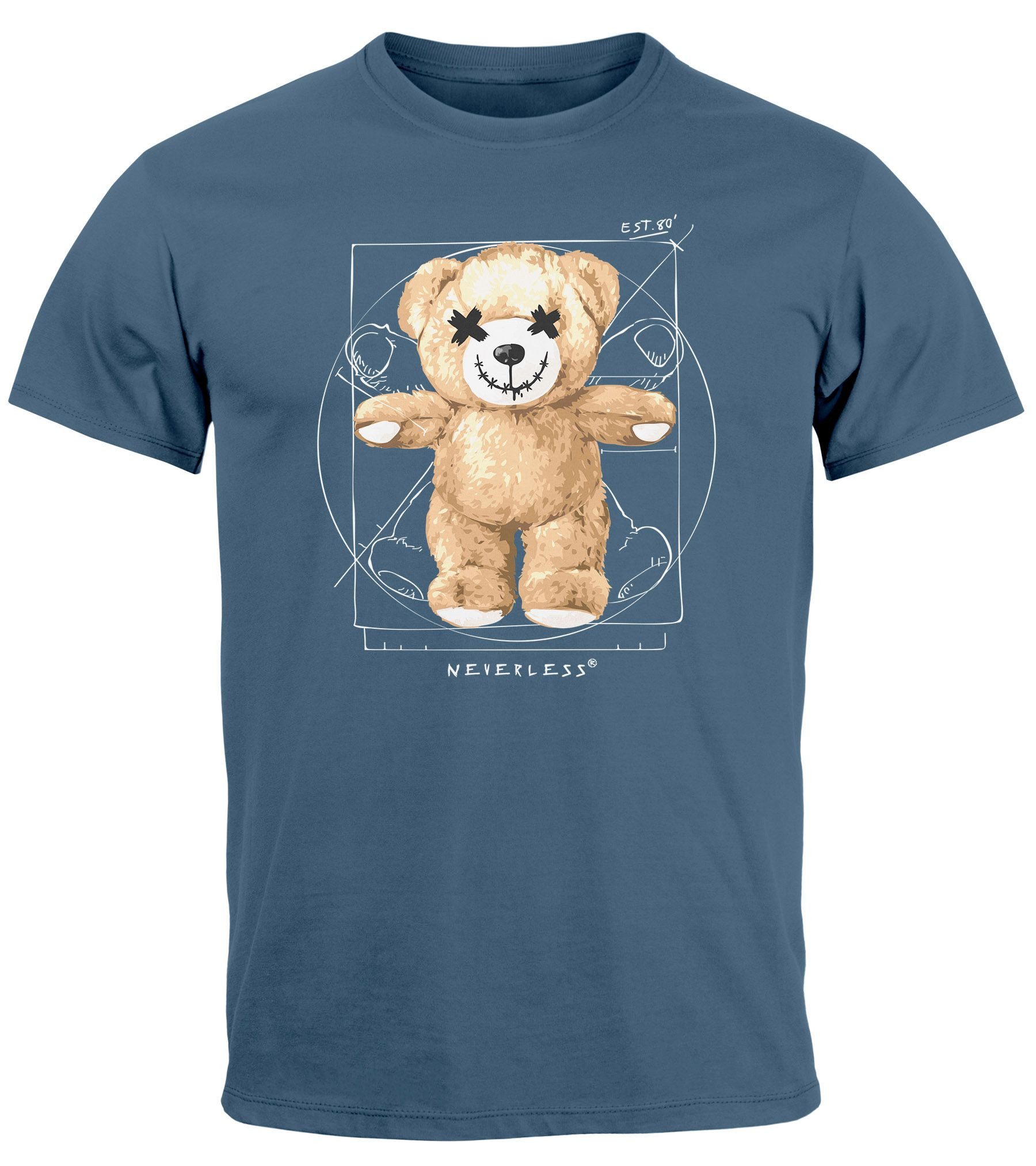Neverless Print-Shirt Herren T-Shirt Print Teddy günstig online kaufen