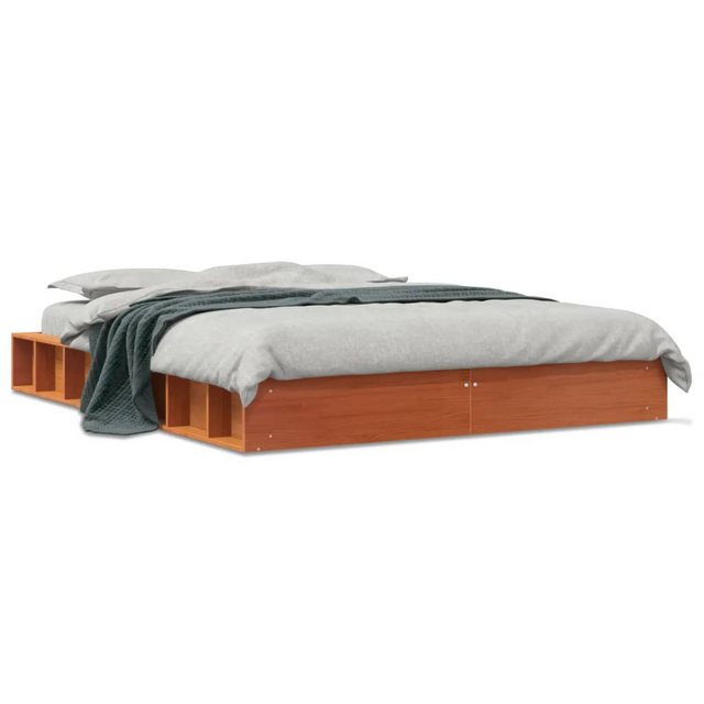 vidaXL Bettgestell Massivholzbett Wachsbraun 140x200 cm Kiefer Bett Bettges günstig online kaufen