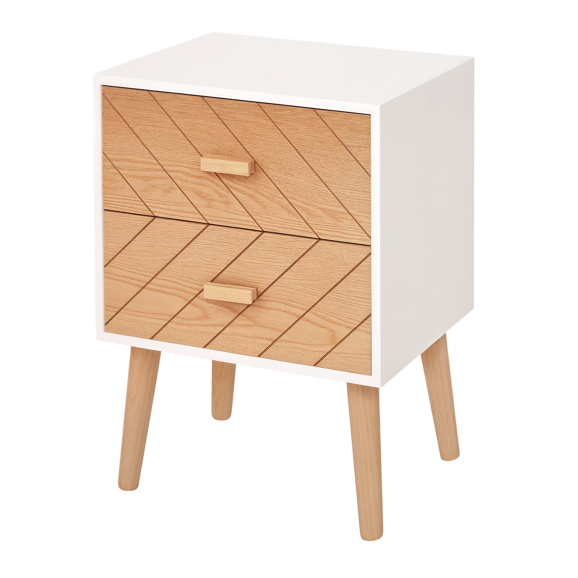 HOMCOM Nachttisch Nachtkommode Flurkommode mit Schubladen Holz weiß + natur günstig online kaufen