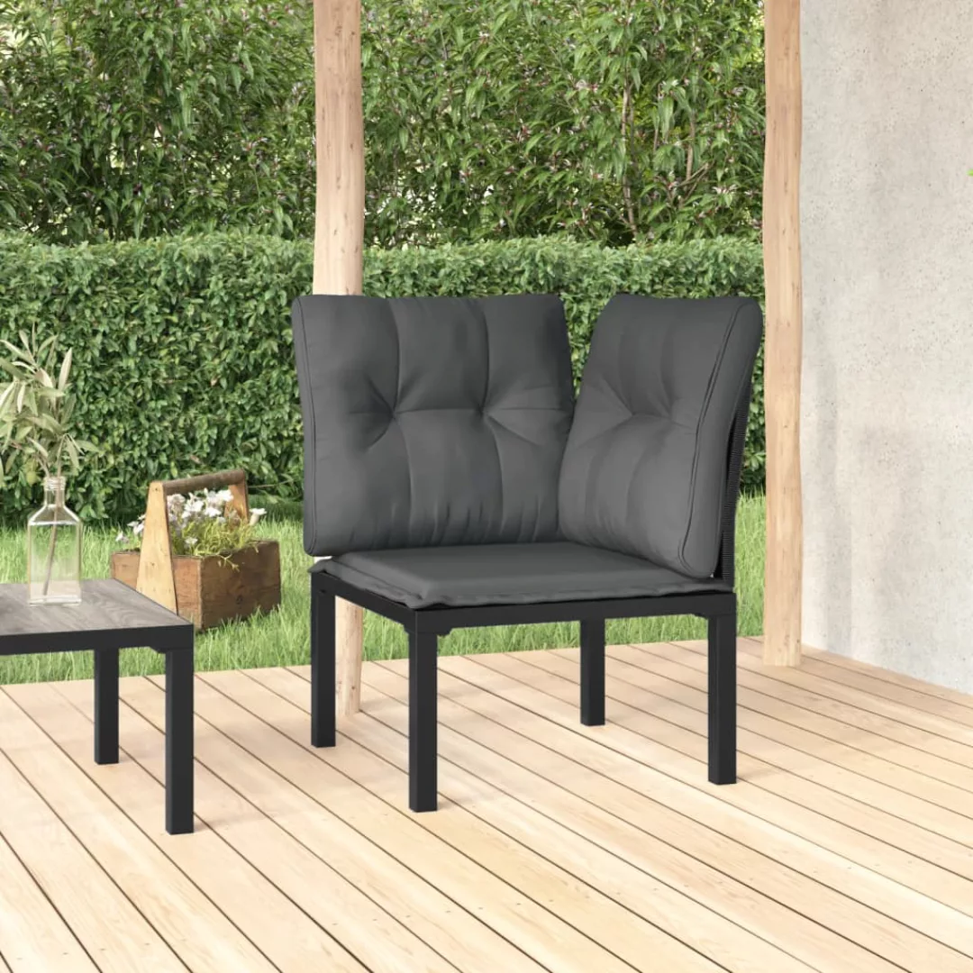 Vidaxl Garten-eckstuhl Mit Kissen Schwarz Und Grau Poly Rattan günstig online kaufen