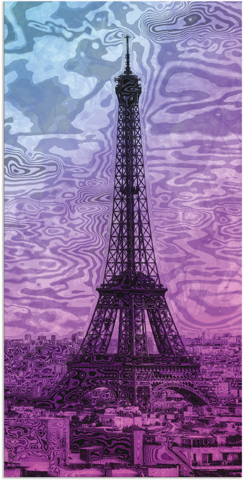 Artland Wandbild »Paris Eiffelturm Lila/Blau«, Gebäude, (1 St.), als Alubil günstig online kaufen