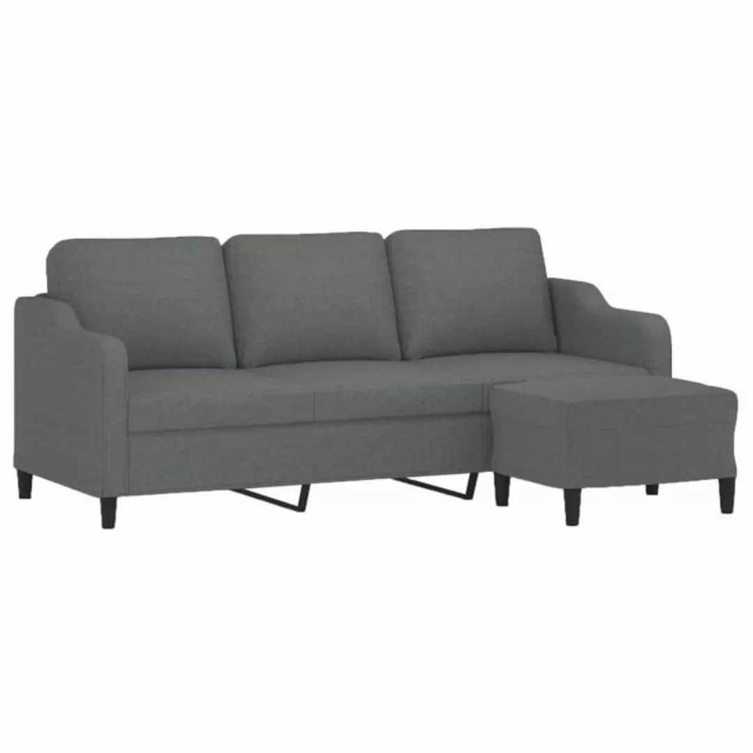 vidaXL Sofa 3-Sitzer-Sofa mit Hocker Dunkelgrau 180 cm Stoff günstig online kaufen