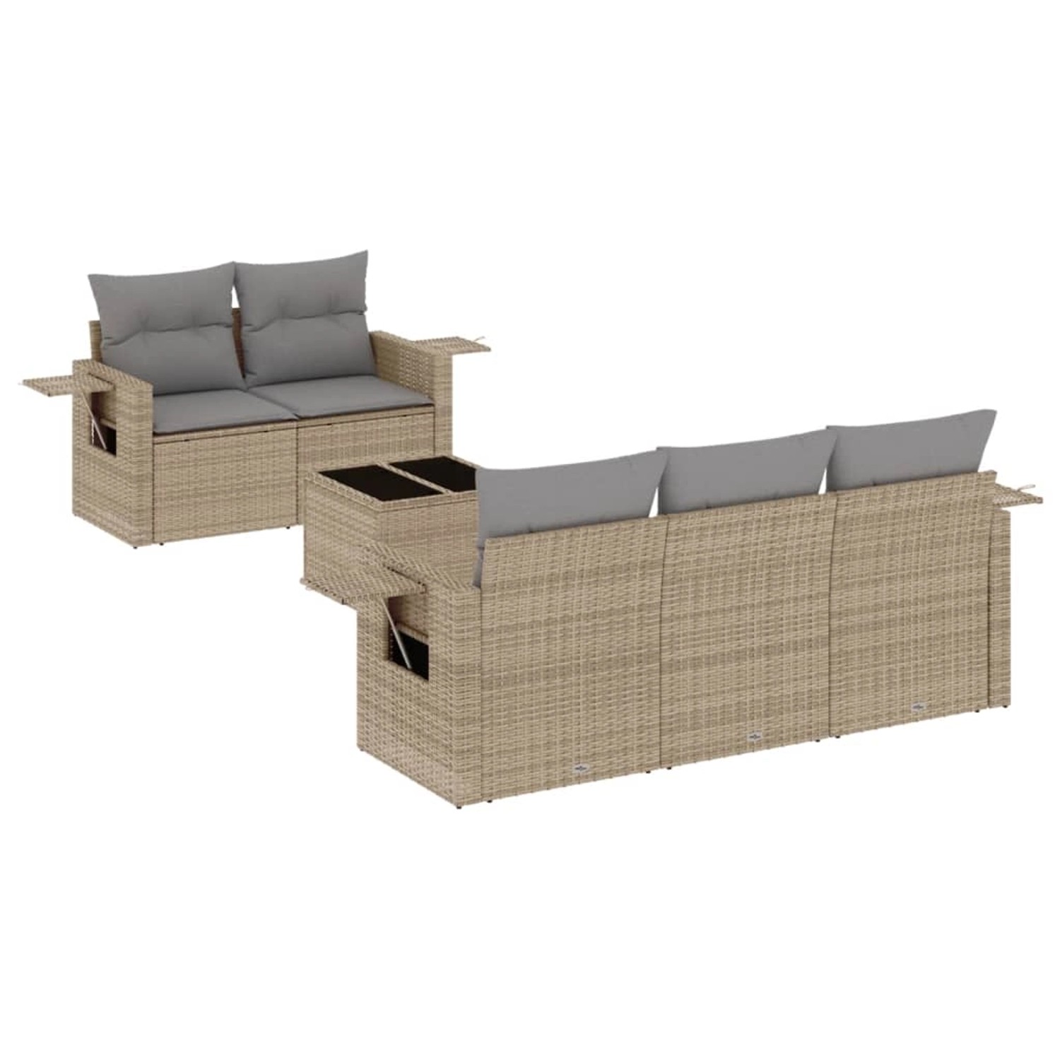 vidaXL 6-tlg Garten-Sofagarnitur mit Kissen Beige Poly Rattan Modell 283 günstig online kaufen